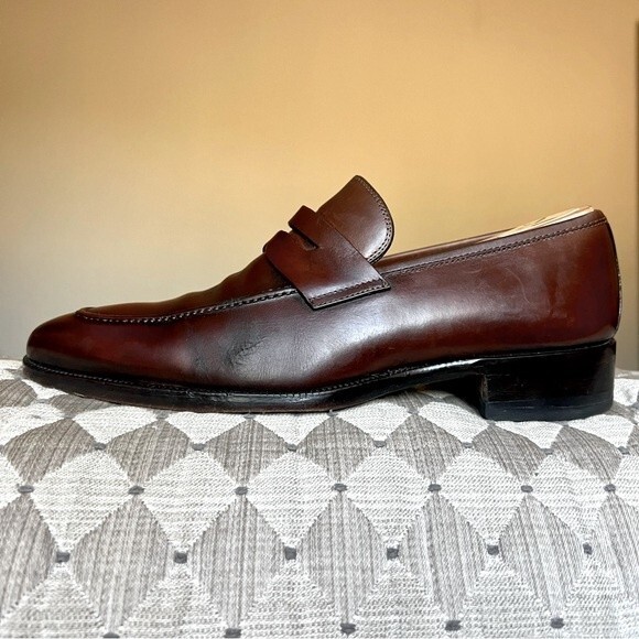 Magnanni Brown Leather Classic Penny Loafer Slip On Shoes Men’s Size 9 M 14658 - Picture 3 of 16
